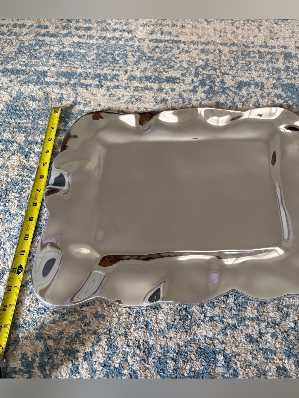 Lenox Organics Collection Silver Rectangular Ruffle Serving Tray - Picture 3 of 14
